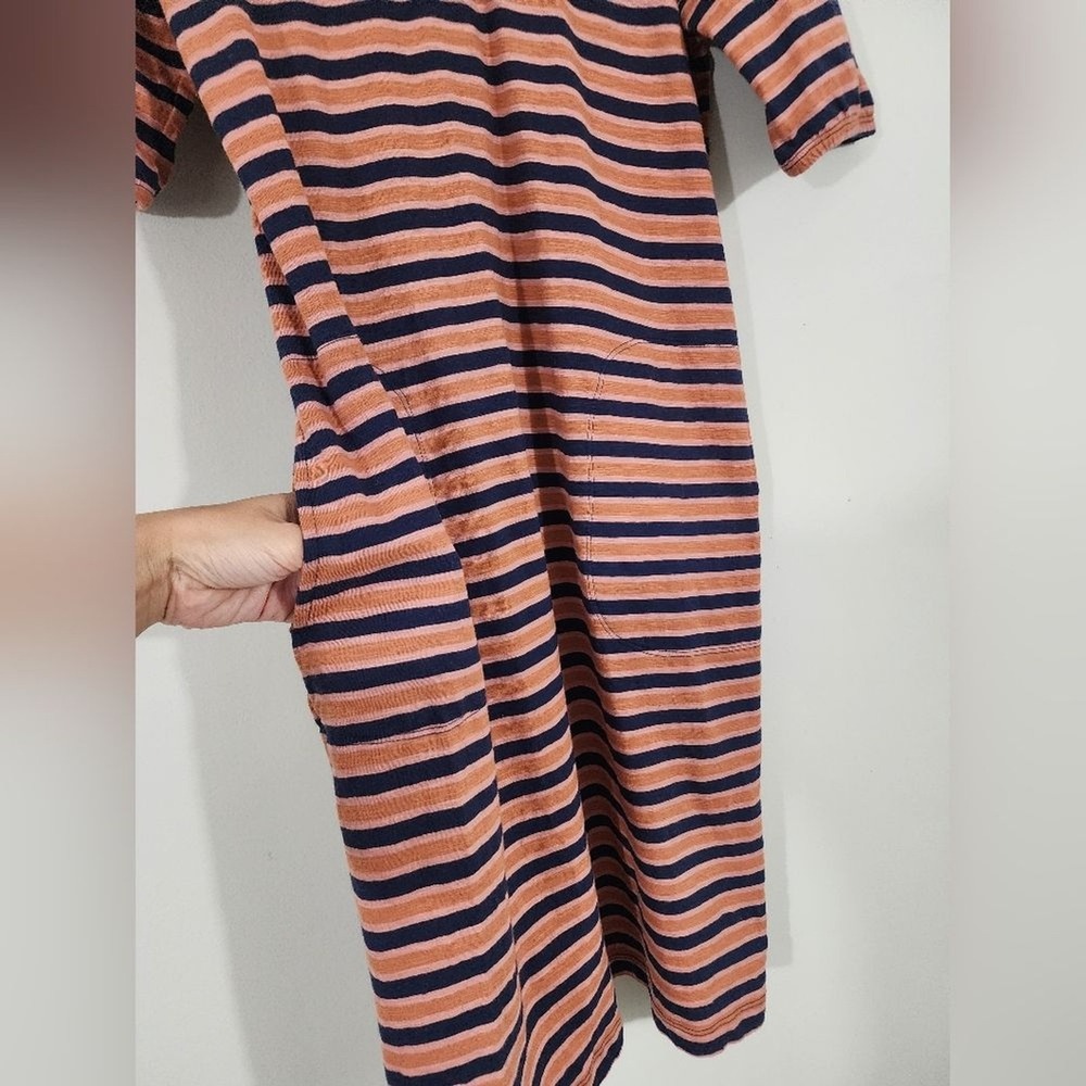 Pact stripe avery midi dress womens‎ S 100% organic cotton casual pockets comfy - Picture 3 of 11